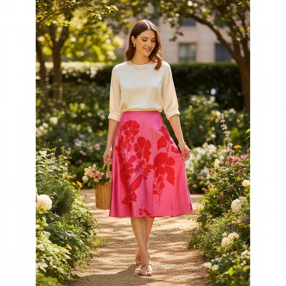 Ann Taylor Vibrant Pink A-Line Skirt